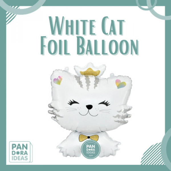 White Cat Foil Balloon | Balon Foil Bentuk Kucing Putih
