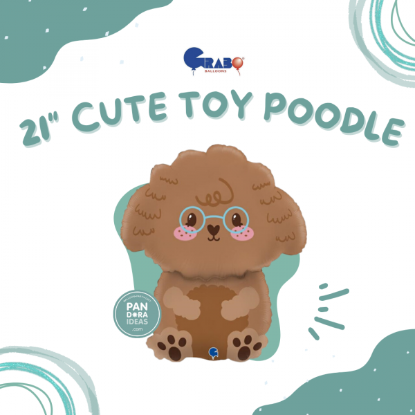 21" Cute Toy Poodle Foil Balloon | Balon Foil Hewan Anjing