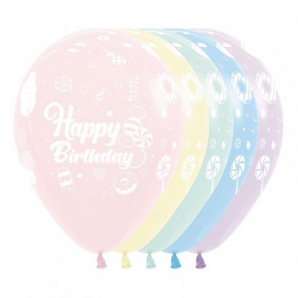 12" Balon Sempertex Pastel Matte Happy Birthday