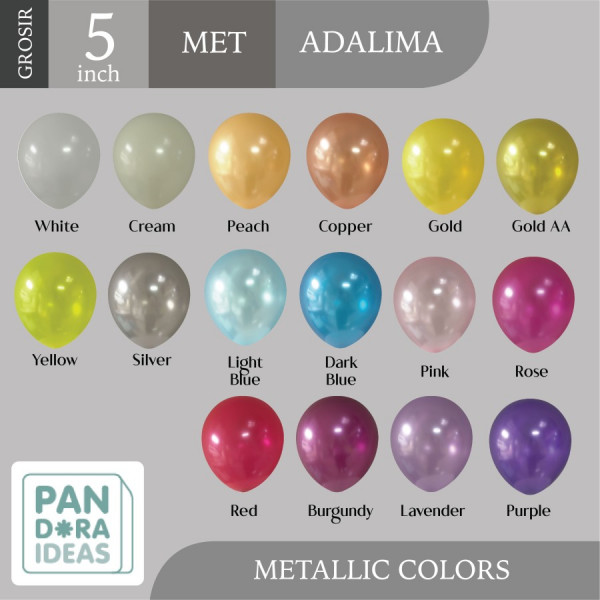 Grosir Balon Latex Adalima 5" Metallic isi 100