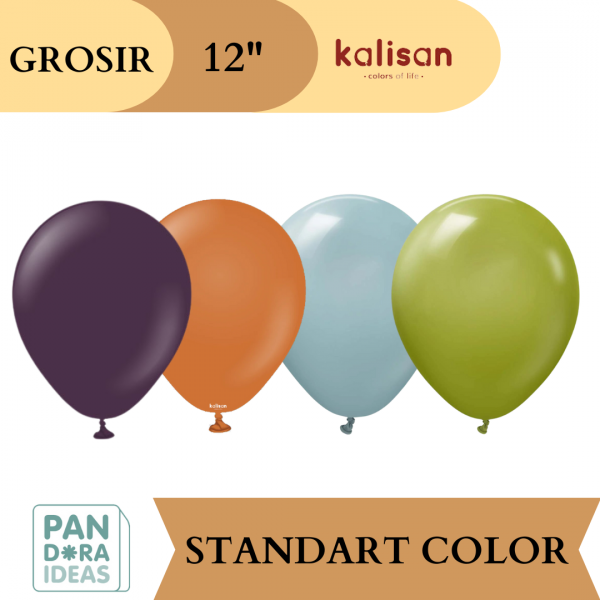 12" Kalisan Latex Balloon Standard Color 100 pcs | Balon Latex Kalisan