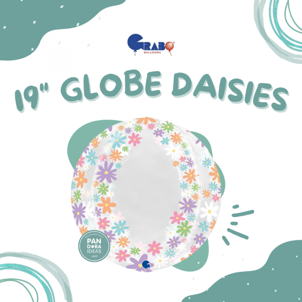 19" Globe Transparent Colorful Daisies Balloon | Balon Globe Daisy