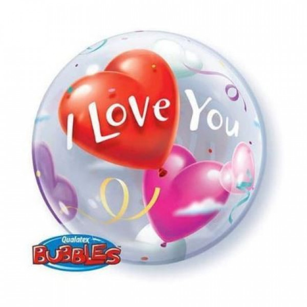 22" Deco Bubble Balloon I Love You Heart