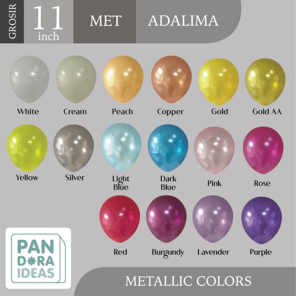 Grosir Balon Latex Adalima 11" Metallic isi 100