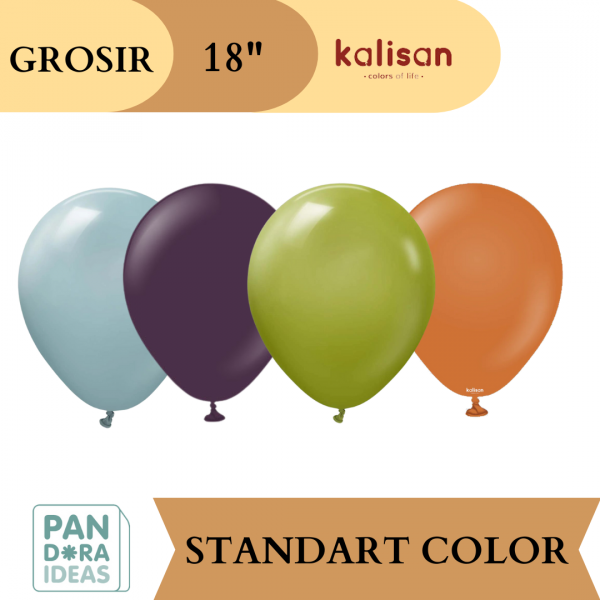 18" Kalisan Latex Balloon Standard Color 1 pcs | Balon Latex Kalisan