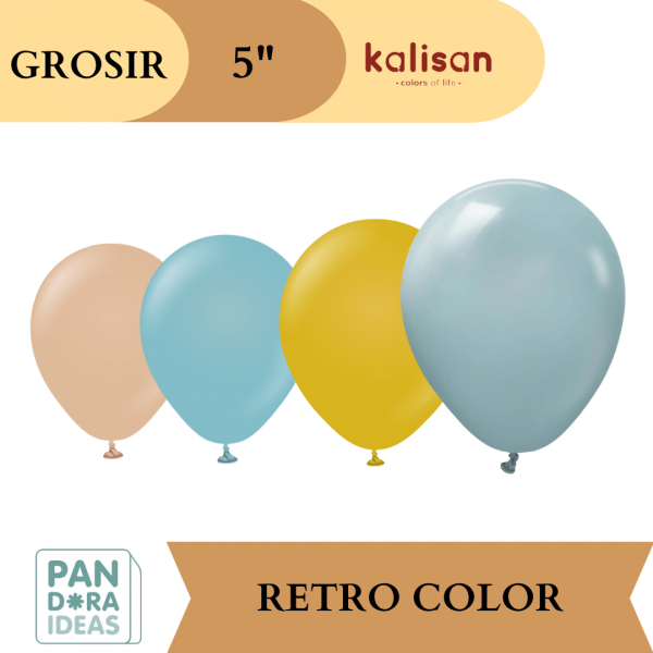 5" Kalisan Latex Balloon Retro & Macaron Color 100 pcs | Balon Kalisan