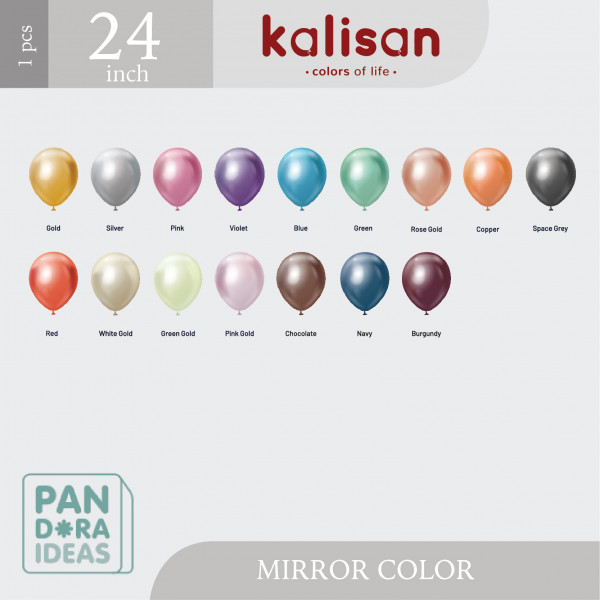 24 Kalisan Latex Balloon Mirror Chrome Color 1pcs|Balon Latex Kalisan