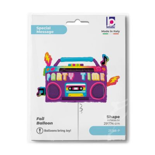 29" Party Time Boom Box Foil Balloon | Balon Foil Radio