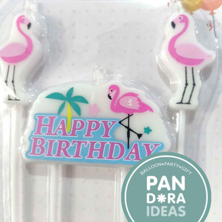 Flamingo Birthday Party Cake Candle Set / Lilin Ulang Tahun Flamingo