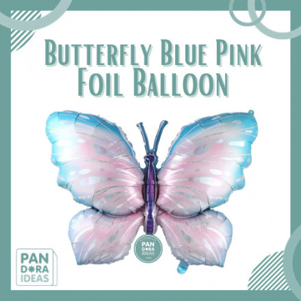 Butterfly Blue Pink Foil Balloon | Balon Foil Bentuk Kupu-Kupu