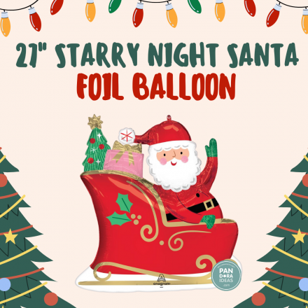 27" Starry Night Santa Christmas Foil Balloon | Balon Foil Santa