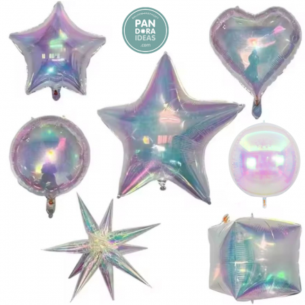 Iridescent Foil Balloon | Balon Foil Iridescent Hati, Bintang, Bulat