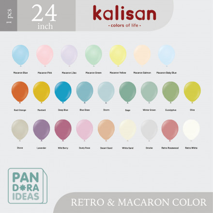 24" Kalisan Latex Balloon Retro & Macaron Color 1 pcs | Balon Kalisan