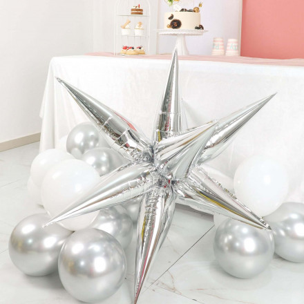 Starburst Silver Glitter Foil Balloon